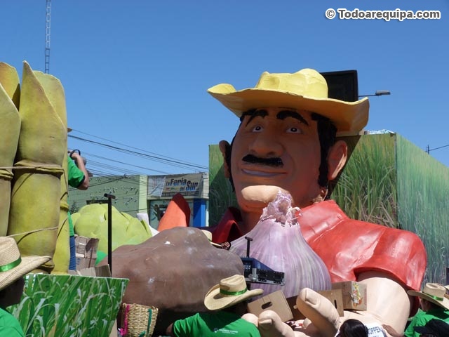 Estampas de personaje y verduras típicas de Arequipa
