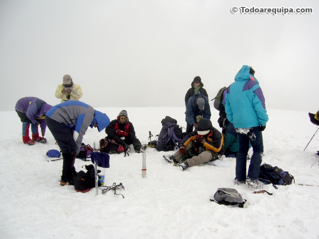 Un pequeño descanso en la cima del nevado