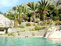 Piscina en Oasis al fondo palmeras